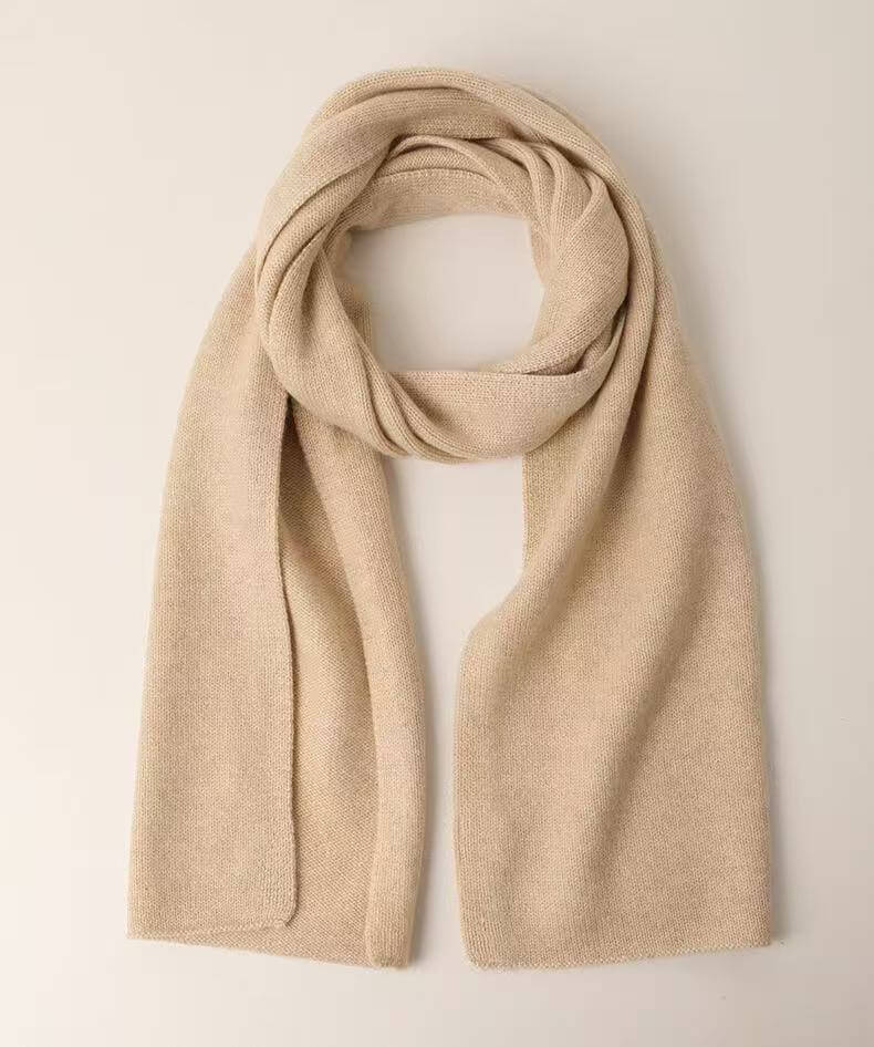 beige pure cashmere small scarf unisex lightweight neck scarf