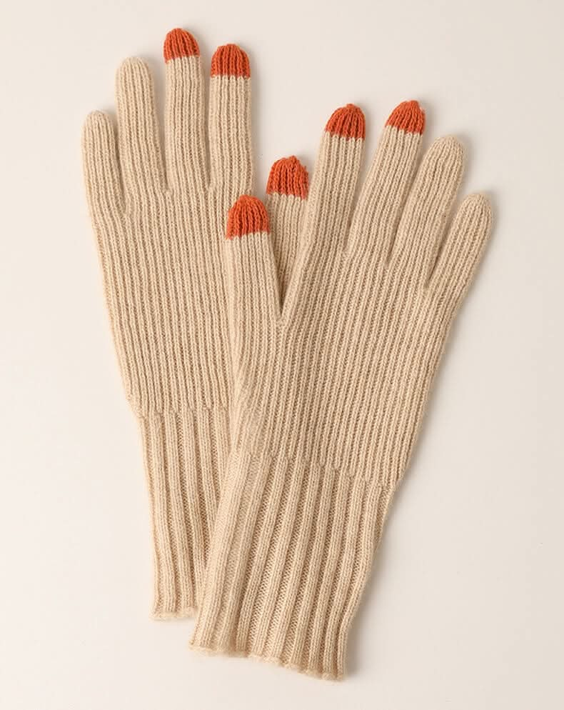 Women's Ribbed Knit Cashmere Gloves