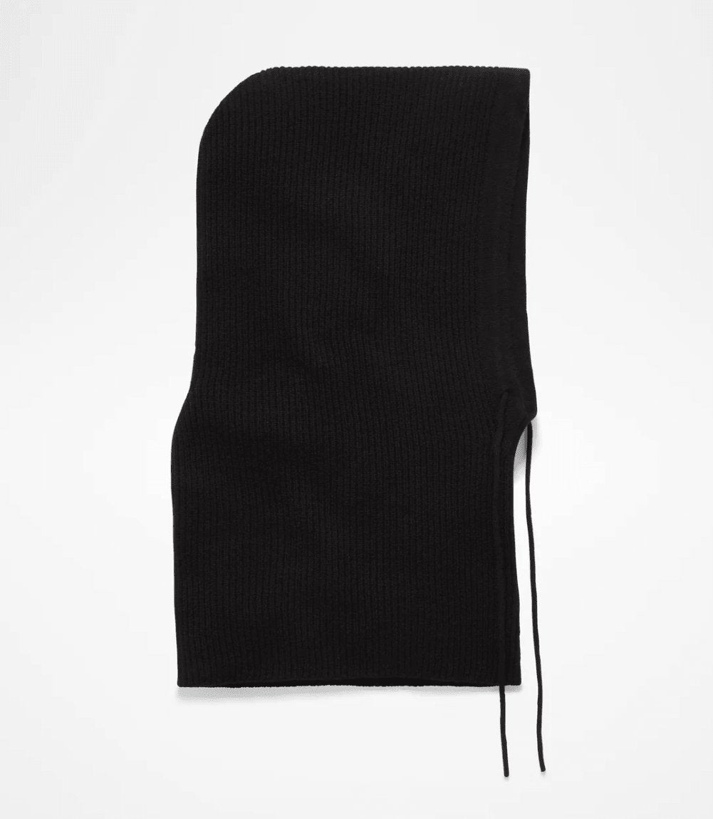 black 100% Cashmere Balaclava for Women – Luxury Cashmere Hood with Neck Warmer for Cold Weather