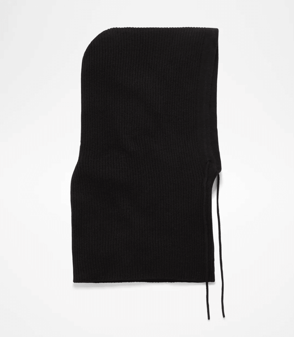black 100% Cashmere Balaclava for Women – Luxury Cashmere Hood with Neck Warmer for Cold Weather