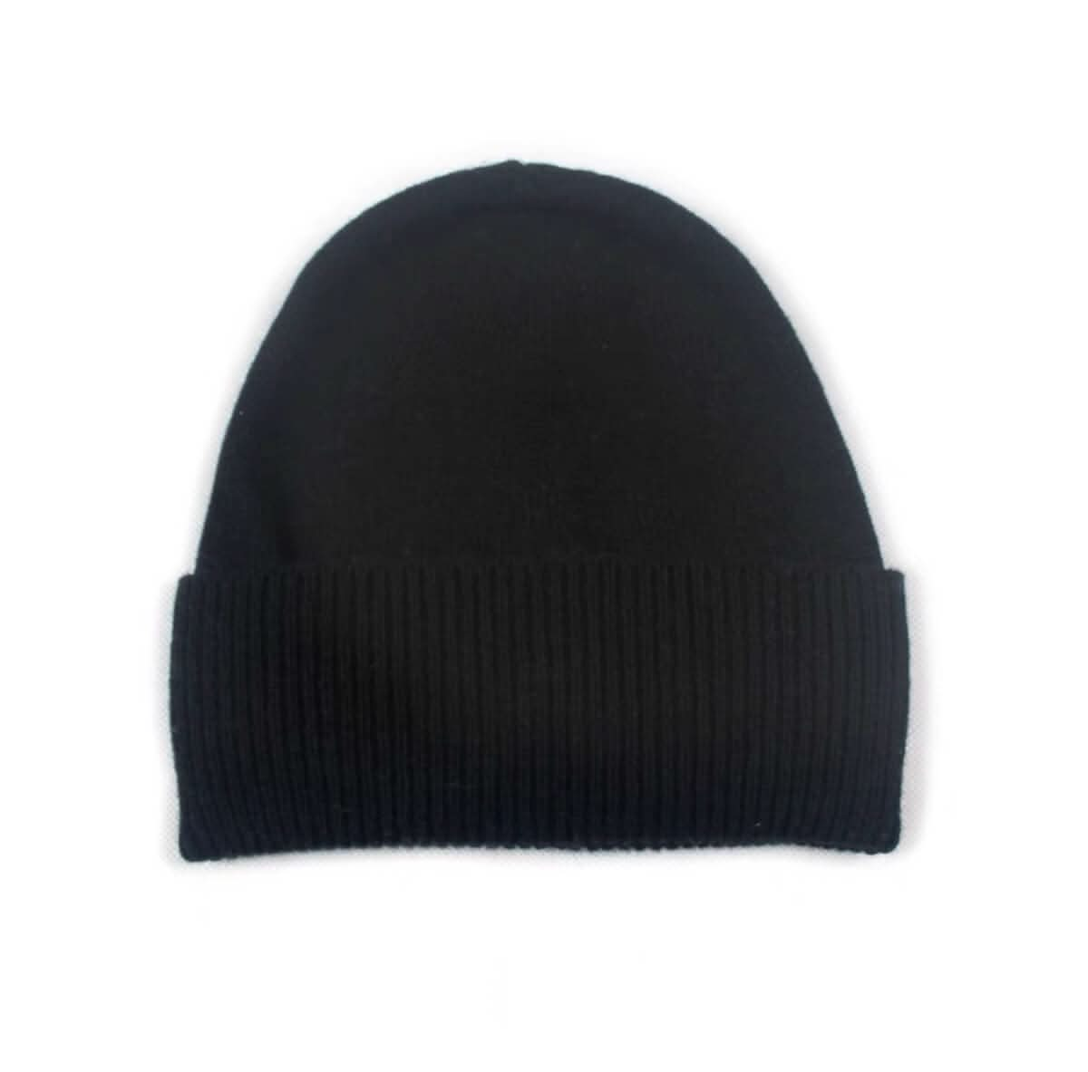 women cashmere beanie in black color 