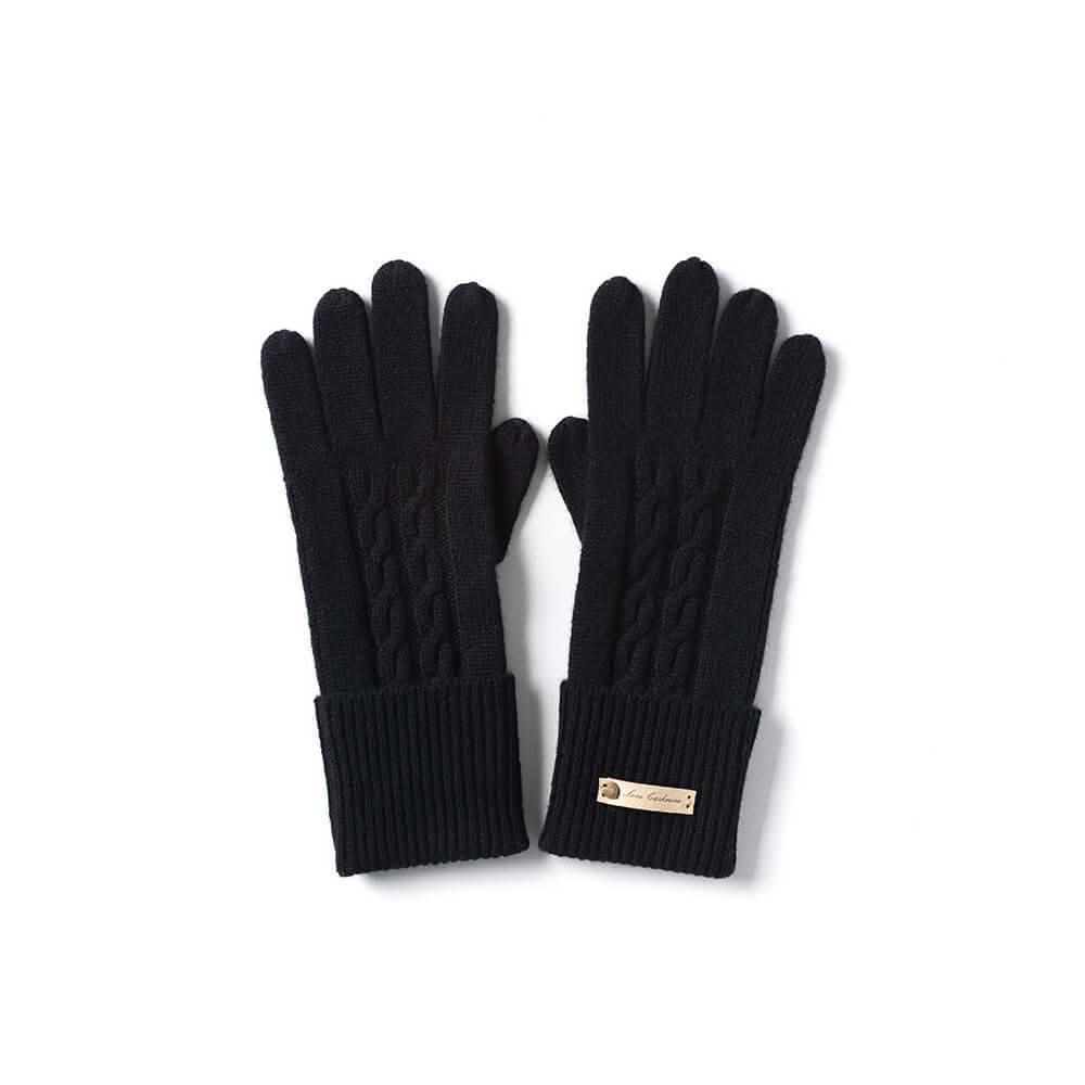 Women's Cable Cashmere Gloves in black