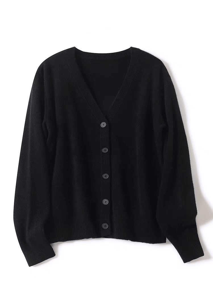 women's cashmere  cardigan sweater in black 