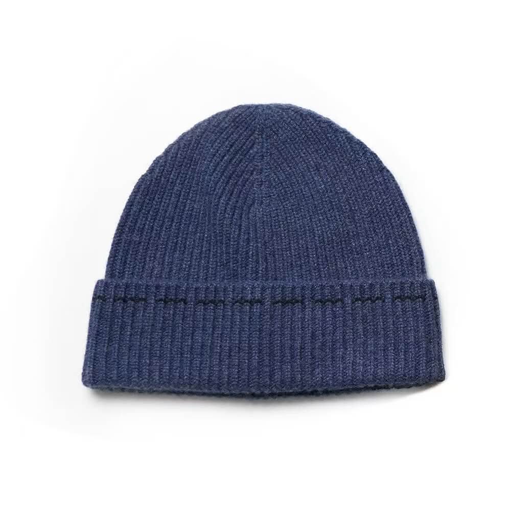 women's pure cashmere beanie hats in blue