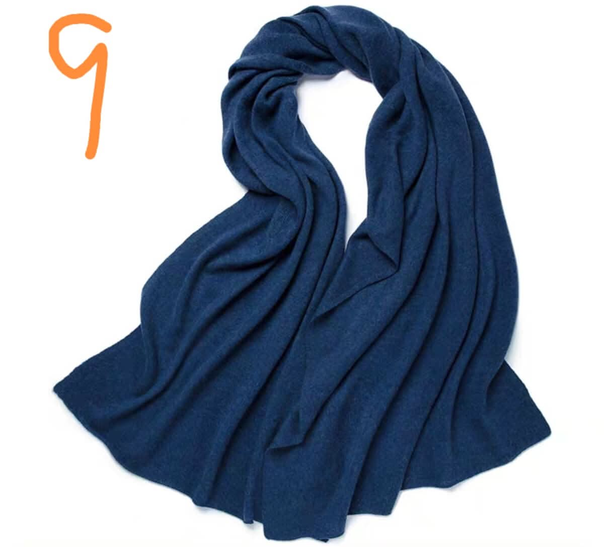 women's pure cashmere travel scarf wrap in blue