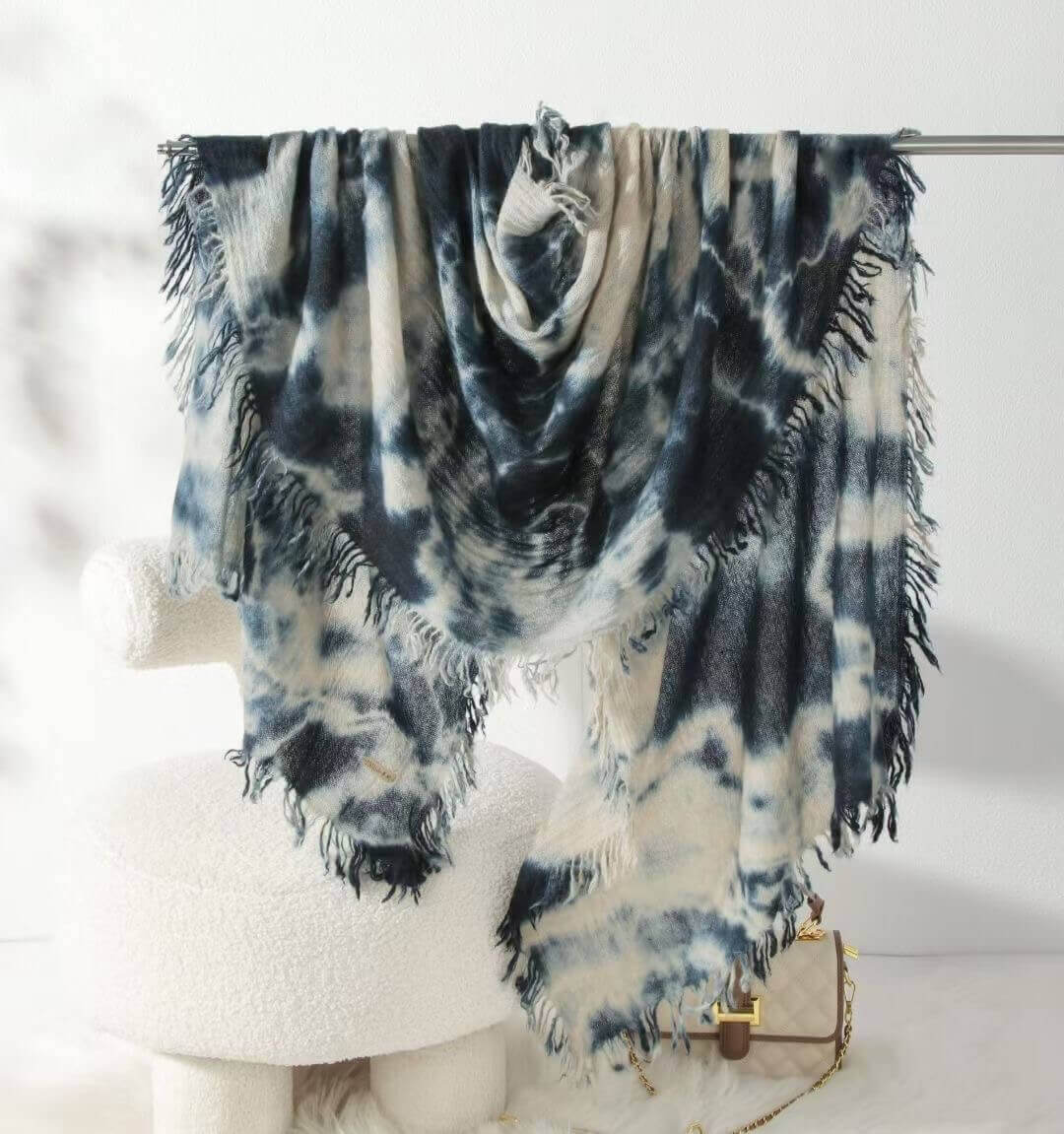 Hand-Dyed Cashmere Shawl for Women in blue color 