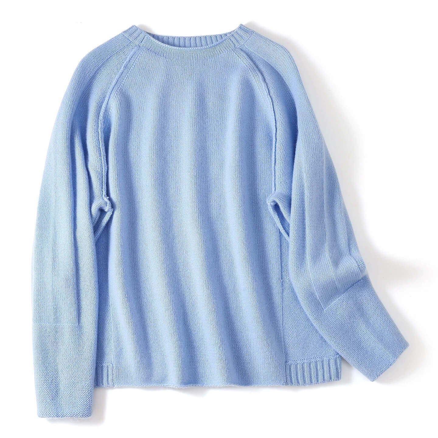Luxurious 100% Cashmere Crewneck Sweater for Women in light blue