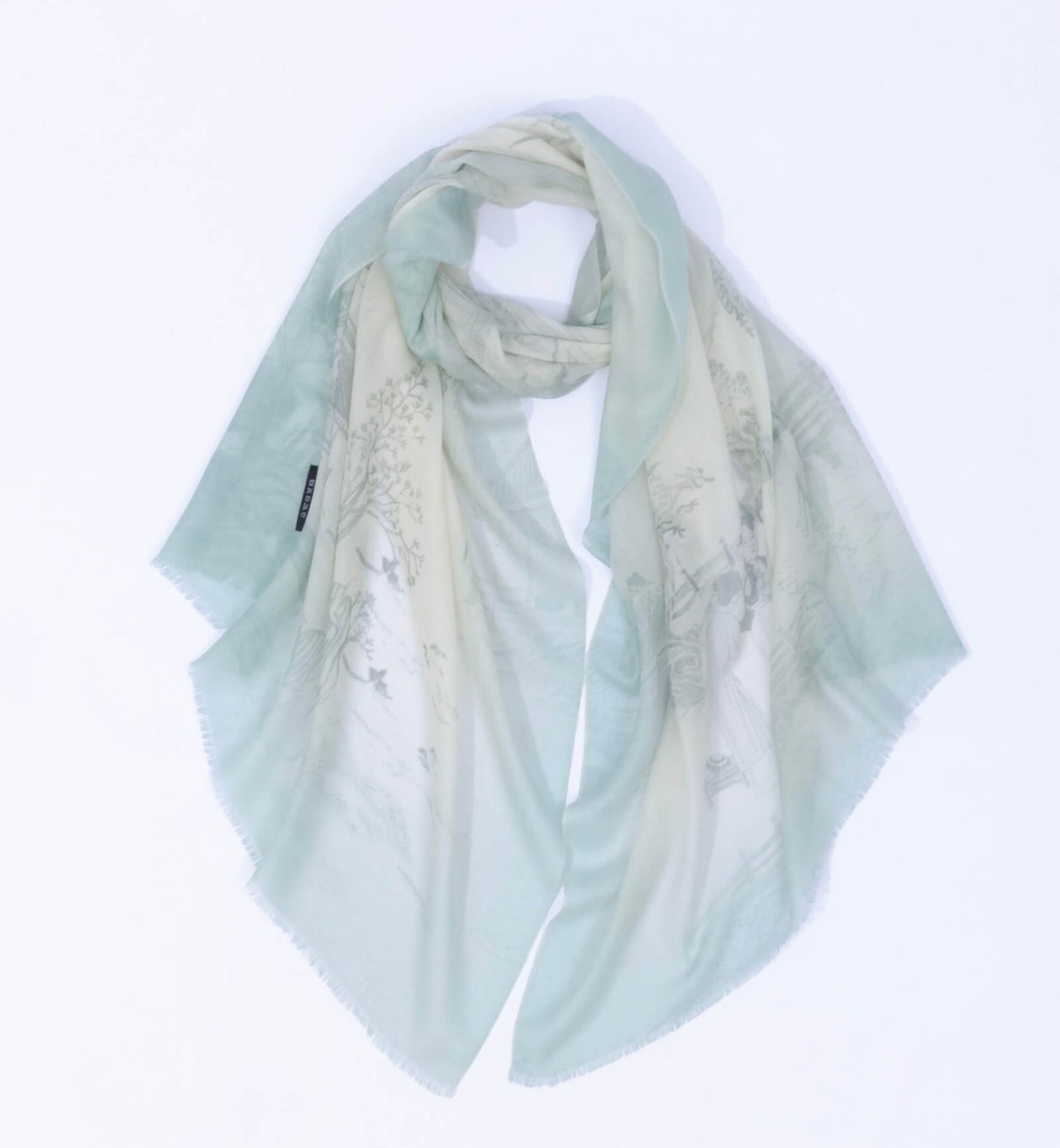 100% Mongolian cashmere wrap featherlight in light blue for women