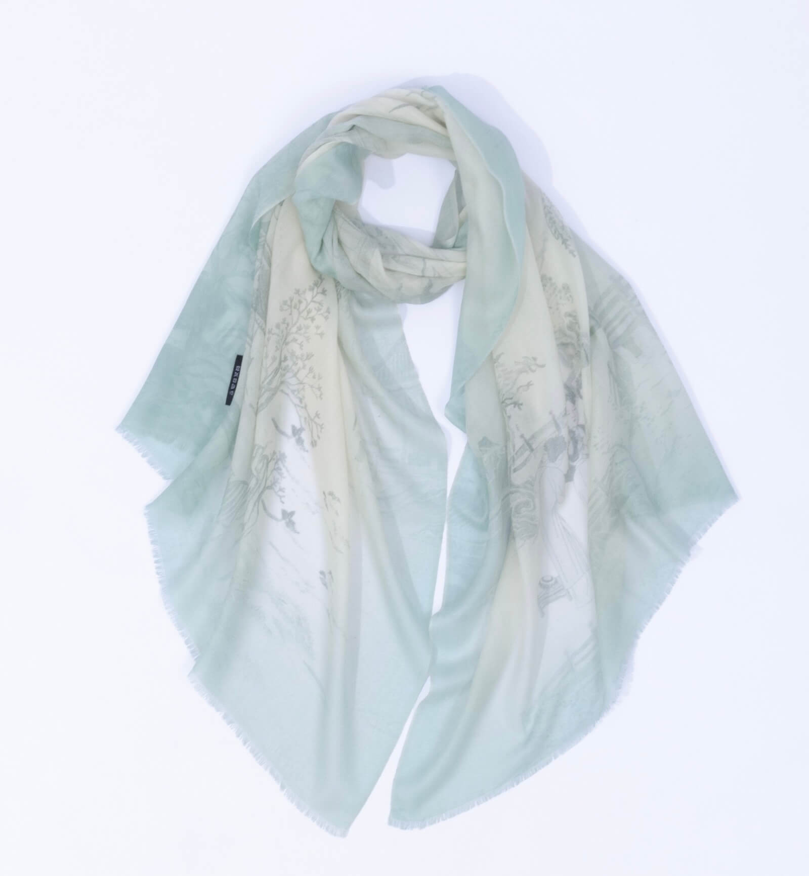 100% Mongolian cashmere wrap featherlight in light blue for women