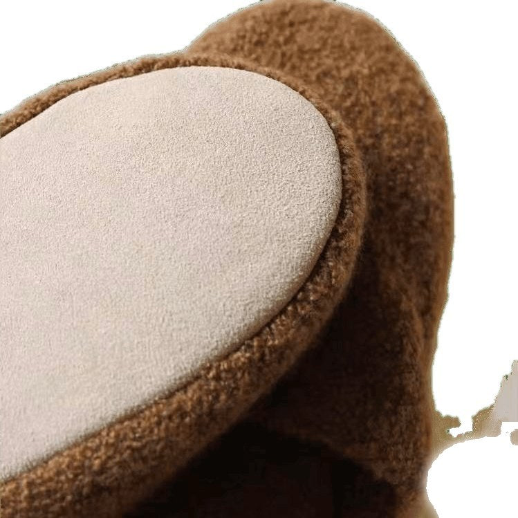 Luxury Teddy Brown cashmere slippers with genuine leather sole for everyday comfort