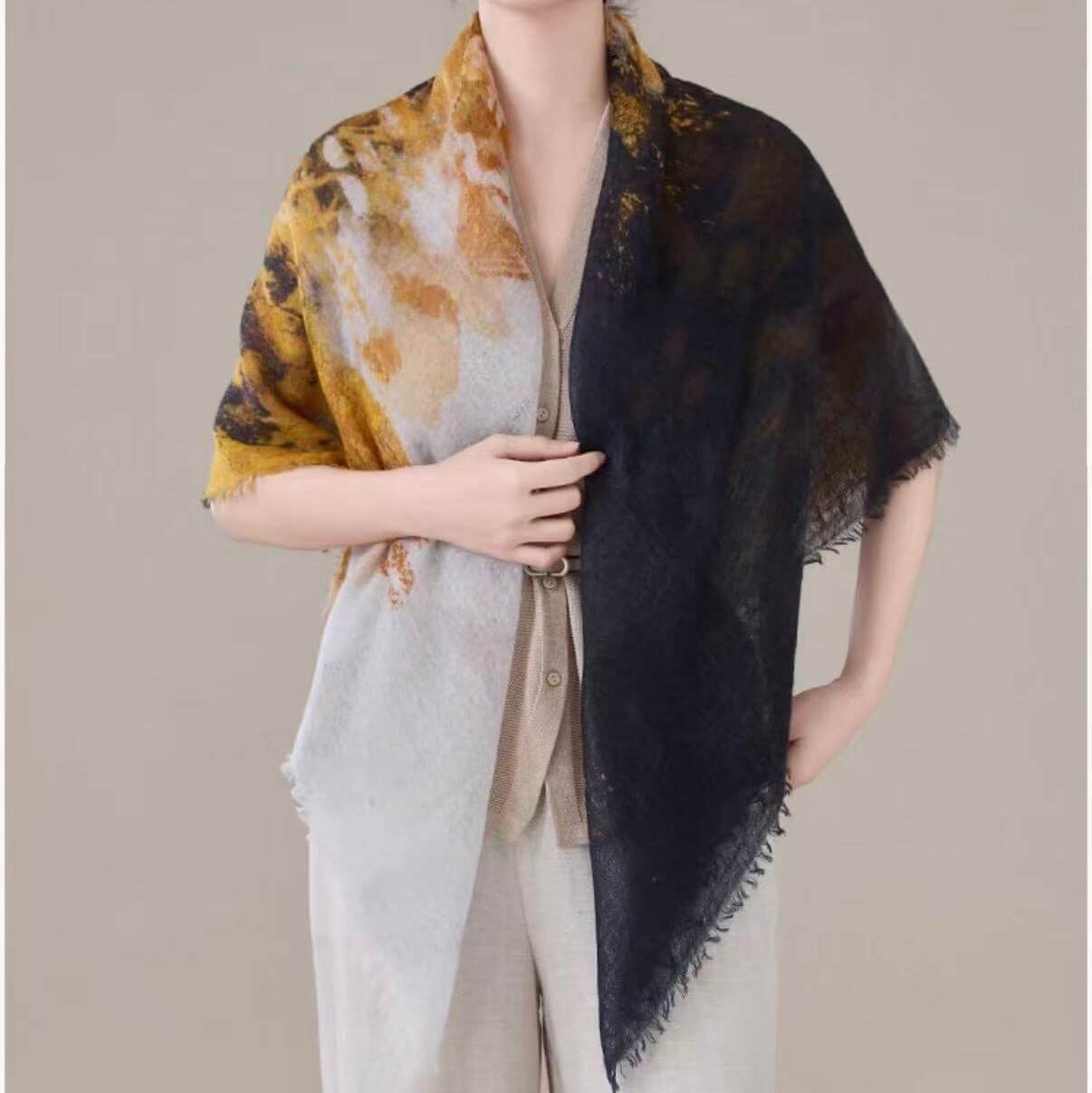 breathable cashmere square shawl soft drape detail
