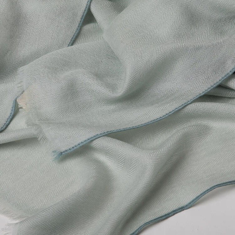 breathable pure cashmere wrap scarf with contrast trim elegant minimal style