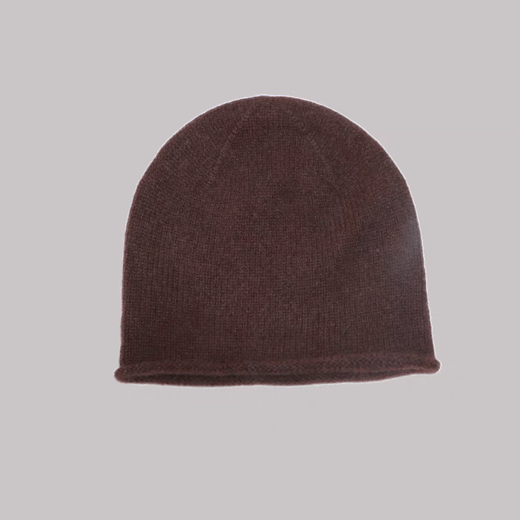 100% cashmere beanie hats for women in brown