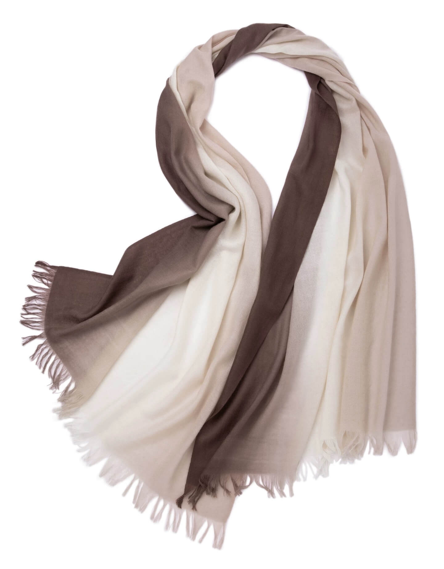  100% Cashmere Gradient Scarf Shawl in brown