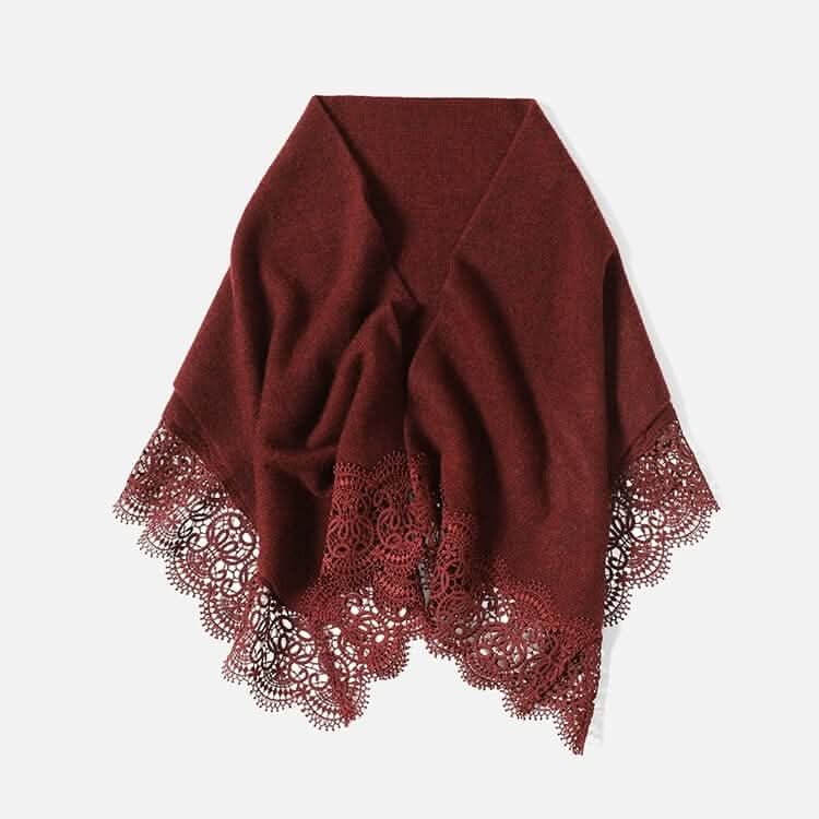 women's pure cashmere cape scarf in burgundy red