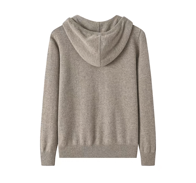 women's cashmere hoodie sweater in camel