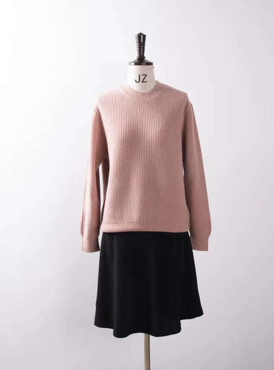 100% cashmere ribbed crew neck sweater