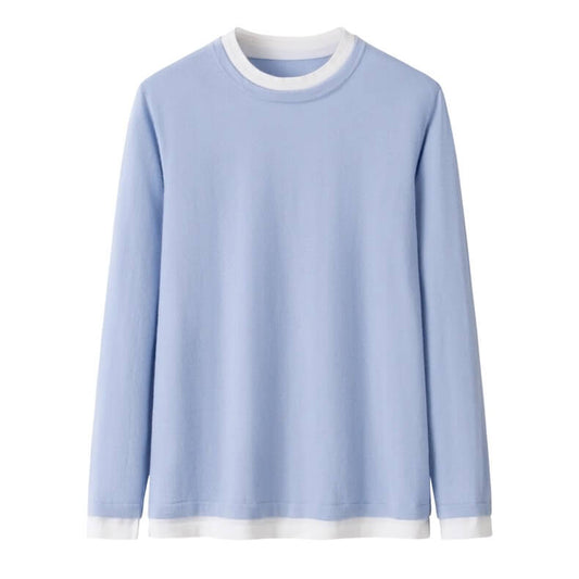 Featherlight Luxury: Women’s 100% Cashmere Sweater in baby blue