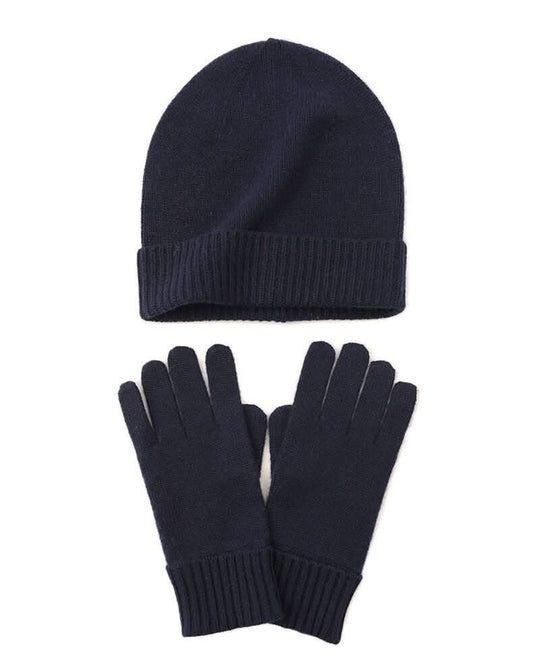 men's cashmere beanies and gloves send in navy blue color, winter must have