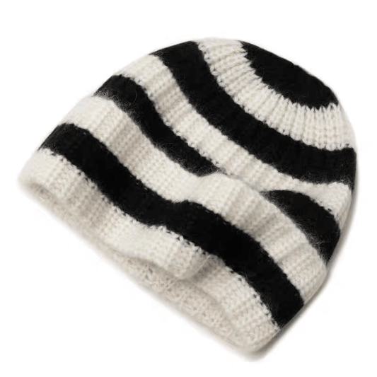 Striped Thickened Women's Cashmere Hat in black