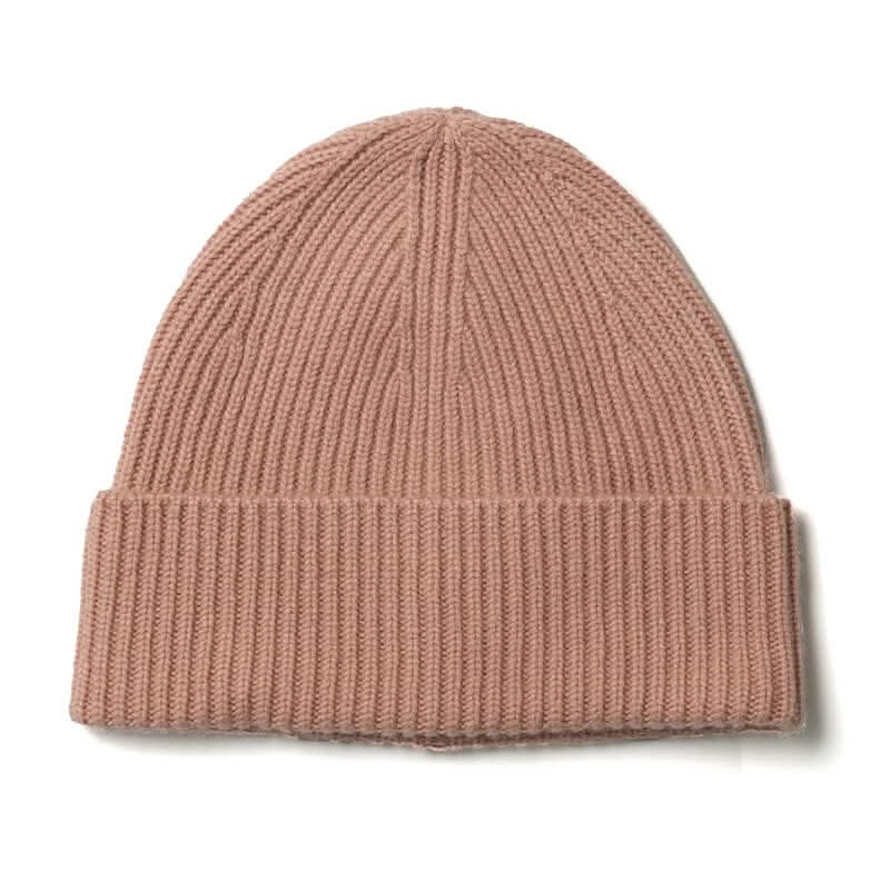 women's men's cashmere ribbed beanie hats in dark pink. winter beanie in cashmere for ladies