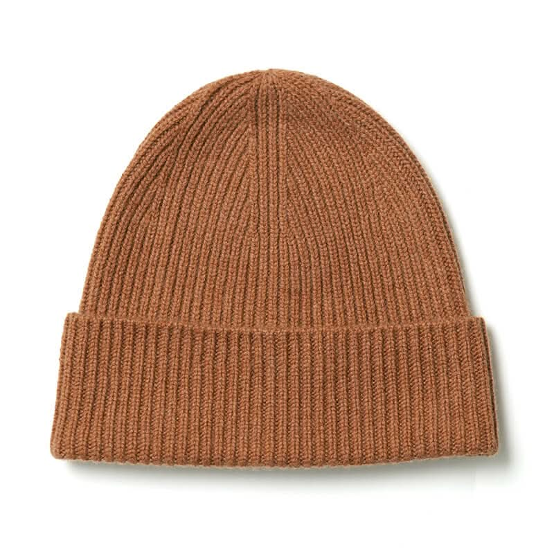 women's men's cashmere ribbed beanie hats in gold camel. men cashmere beanie for winter