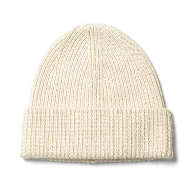 women's men's cashmere ribbed beanie hats in raw white, the best Christmas gifts