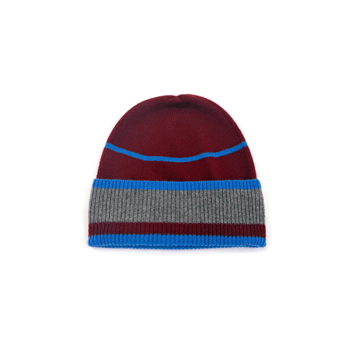 Italian-Designed Colorful Knit Luxurious 100% Cashmere Beanie in wine red