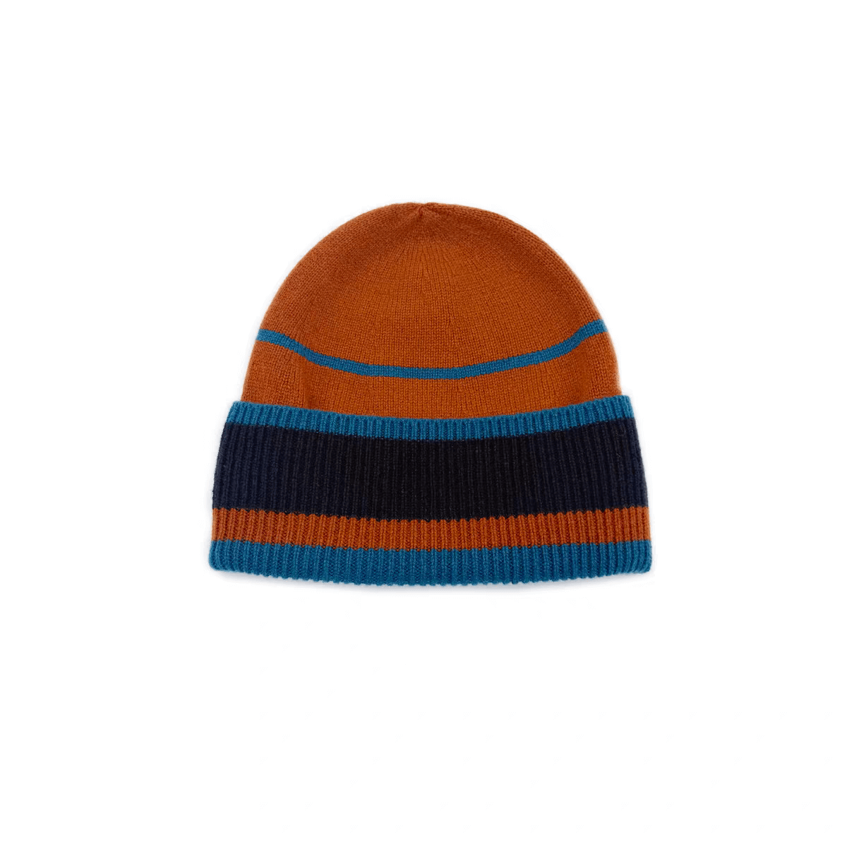 Italian-Designed Colorful Knit Luxurious 100% Cashmere Beanie in orange