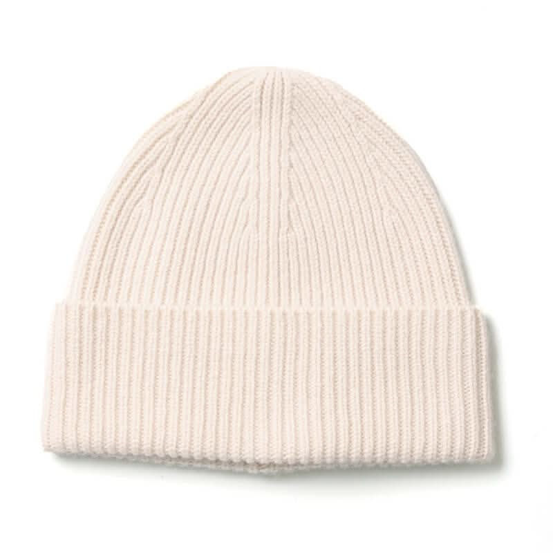 women's men's cashmere ribbed beanie hats in white. cashmere beanie for men's and women's