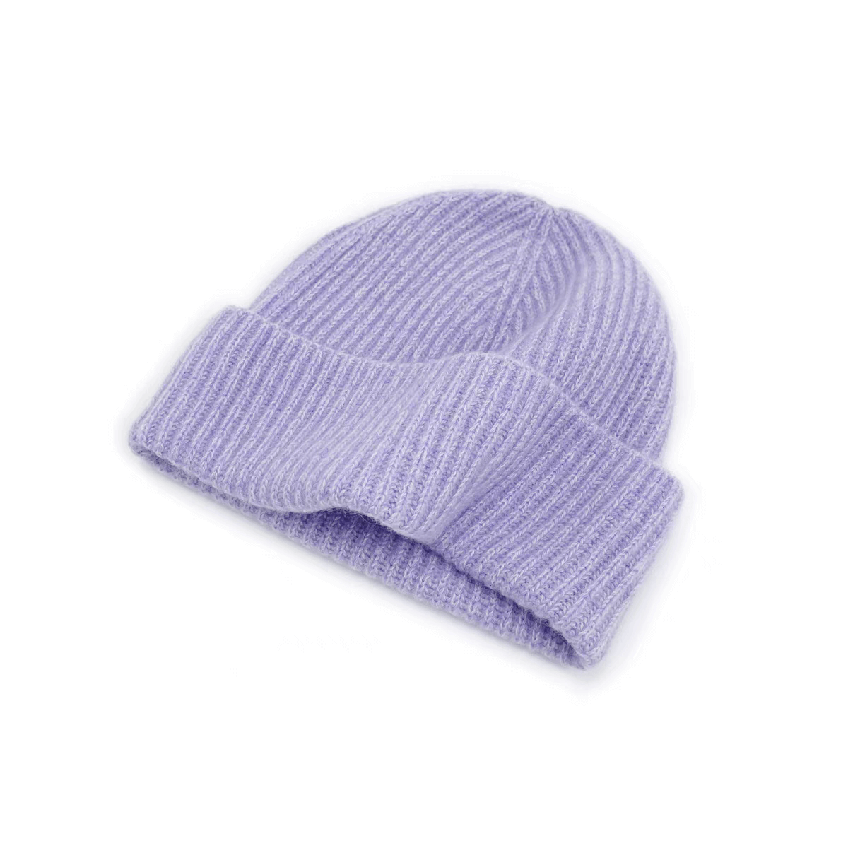 Women's Classic Ribbed Cashmere Beanie Hat in light purple,Warm unisex cashmere knit hat in neutral colors
