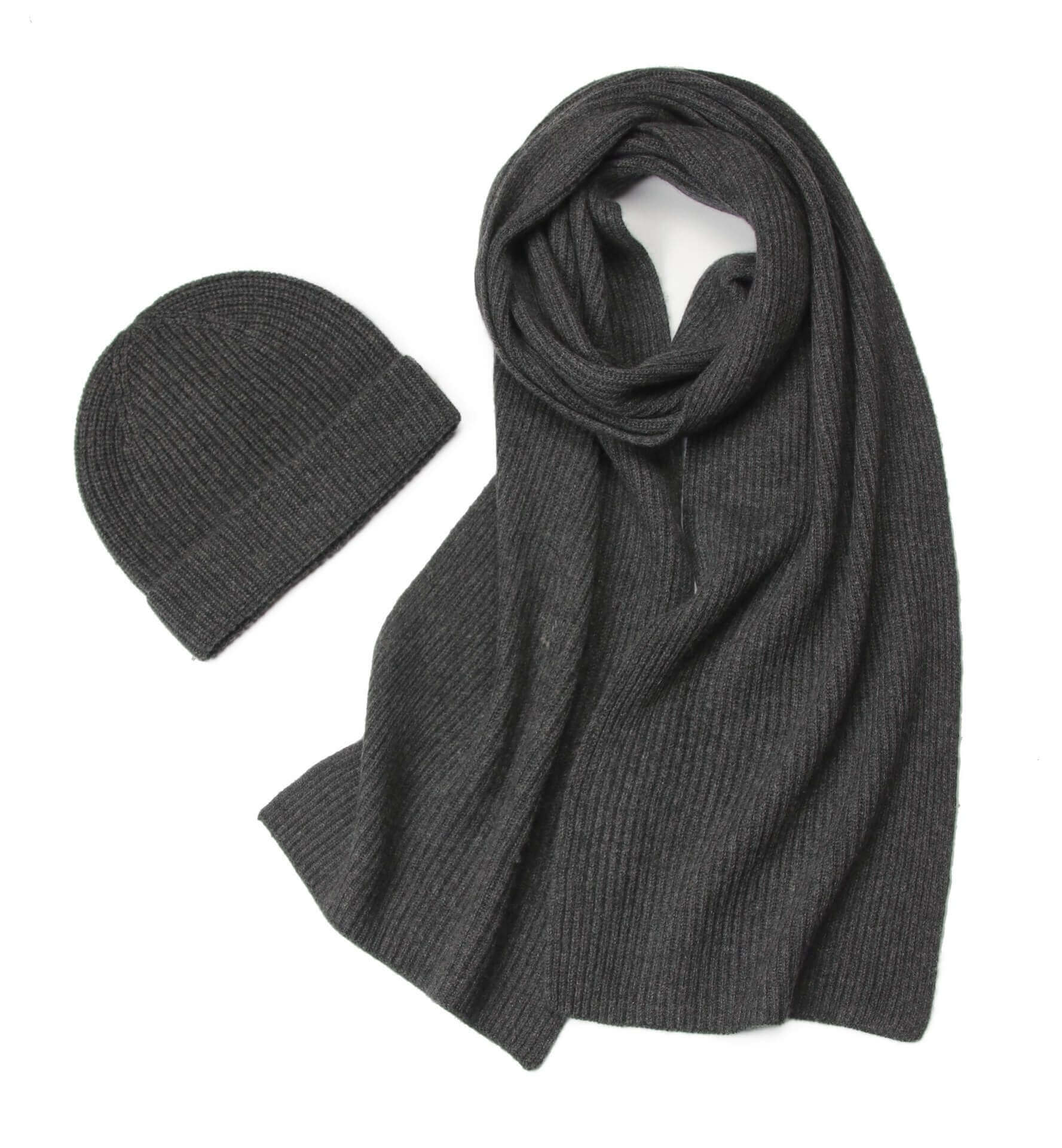 Luxury Women’s 100% Cashmere Ribbed Scarf and hat set 