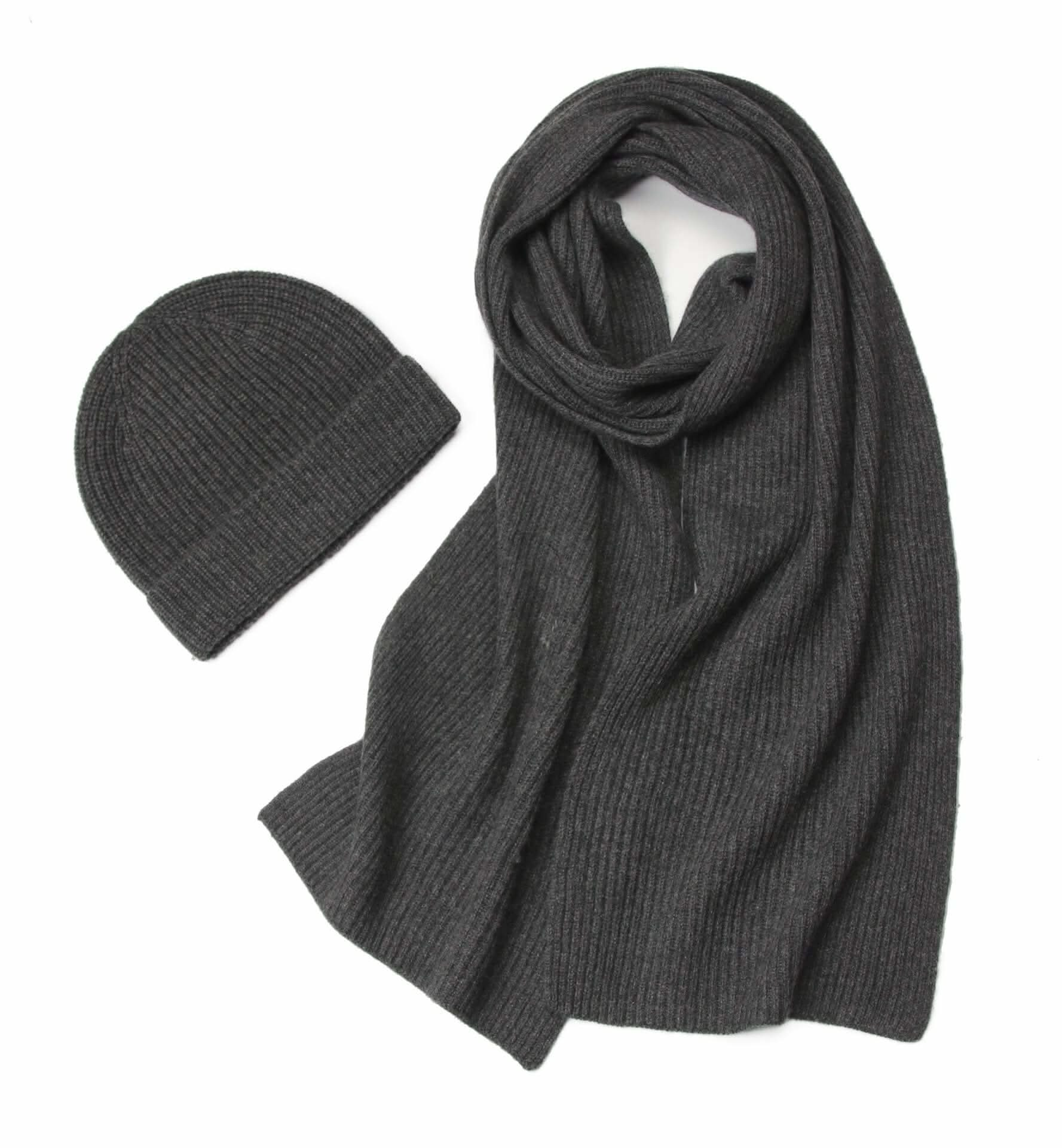 cashmere beanie hat and scarf set