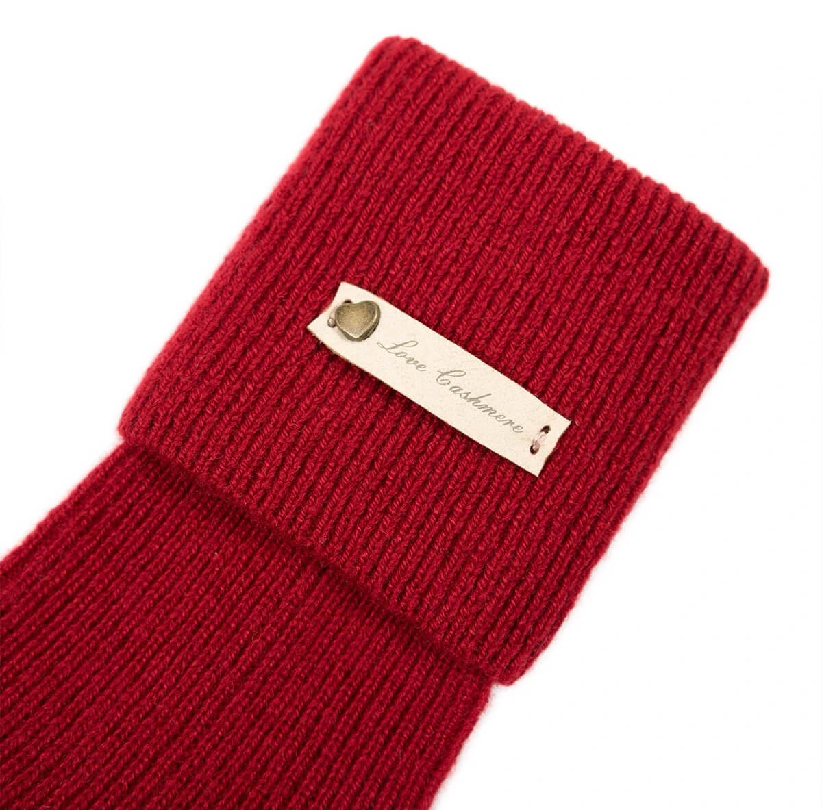 Pure cashmere red socks for women, cozy ribbed knit design, perfect holiday gift.