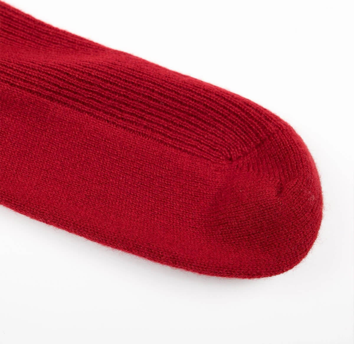 Classic red 100% cashmere socks for women, ribbed knit, cozy winter must-have.