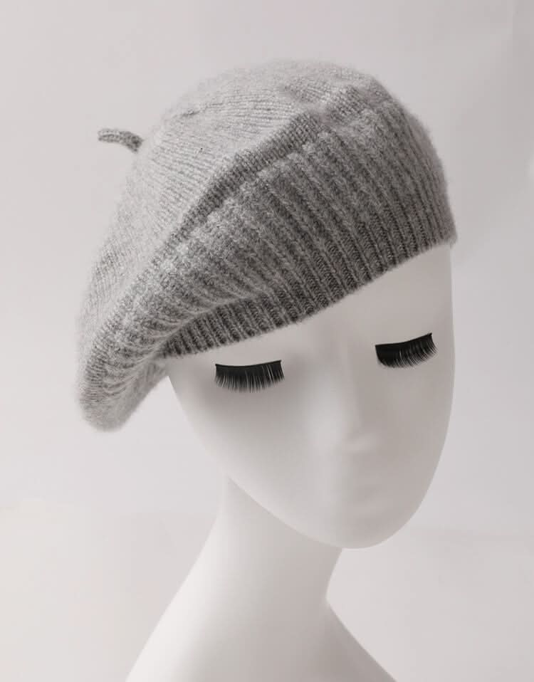 Women's cashmere beanie berets hats in grey