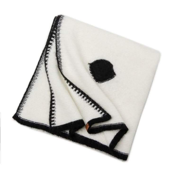 Women's knitted cashmere scarf shawl in white and black 