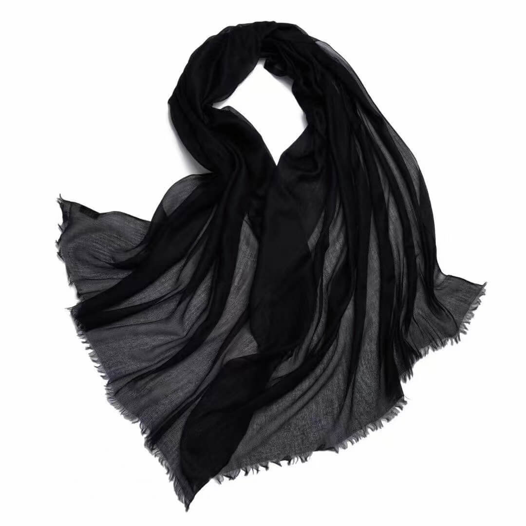 Featherlight 100% Cashmere Wrap Scarf – Ultimate Travel Luxury, Pure &amp; Delicate in black 