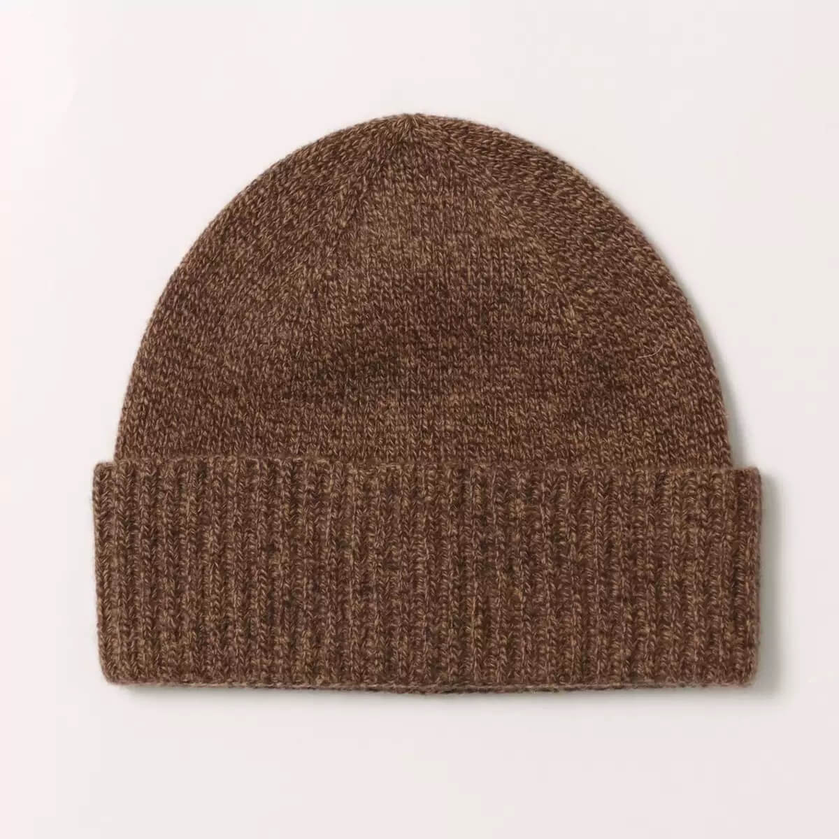 Unisex 100% Cashmere Thick Knit Winter Hat in brown