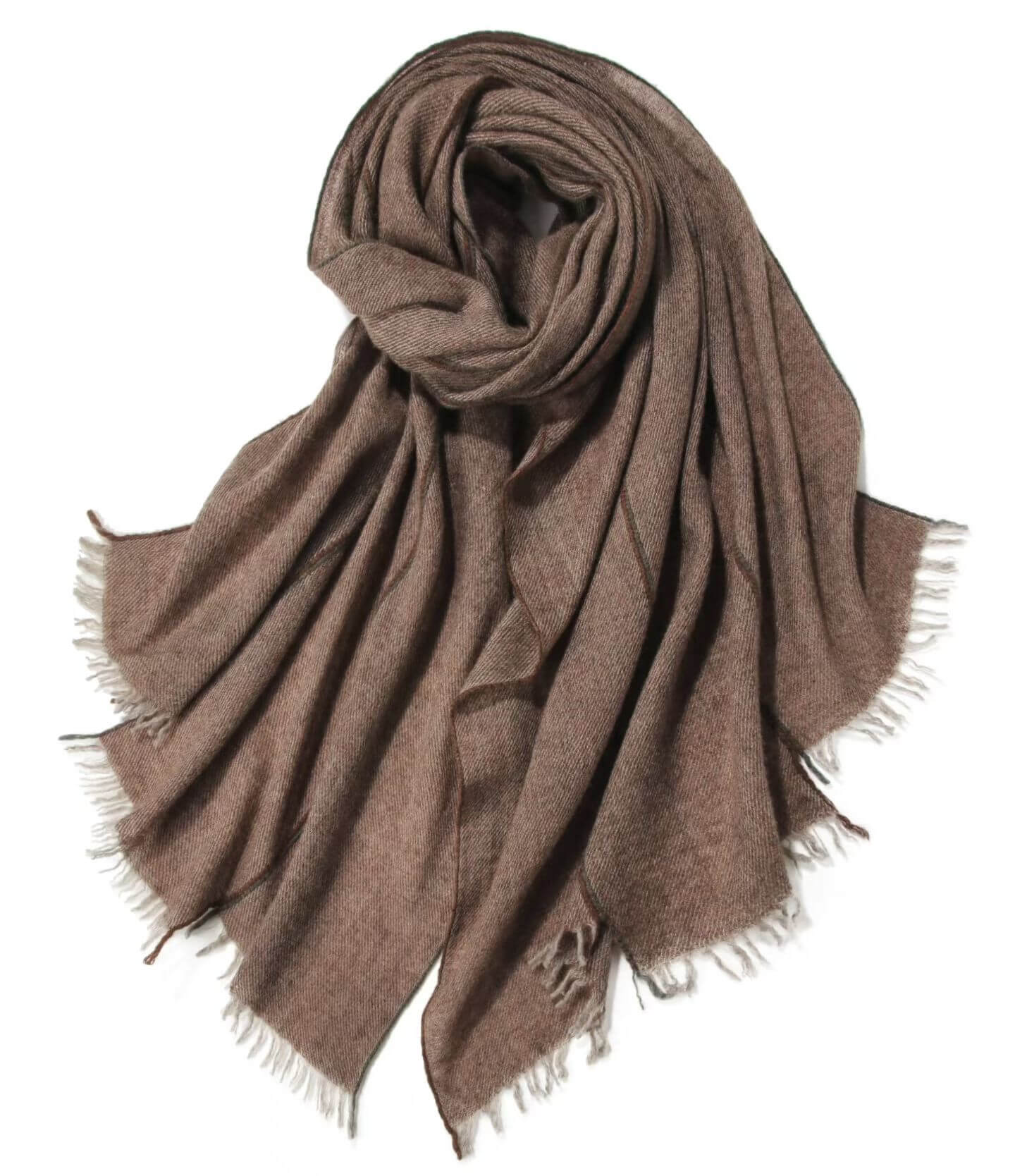 Women’s 100% cashmere scarf in beige with irregular cut