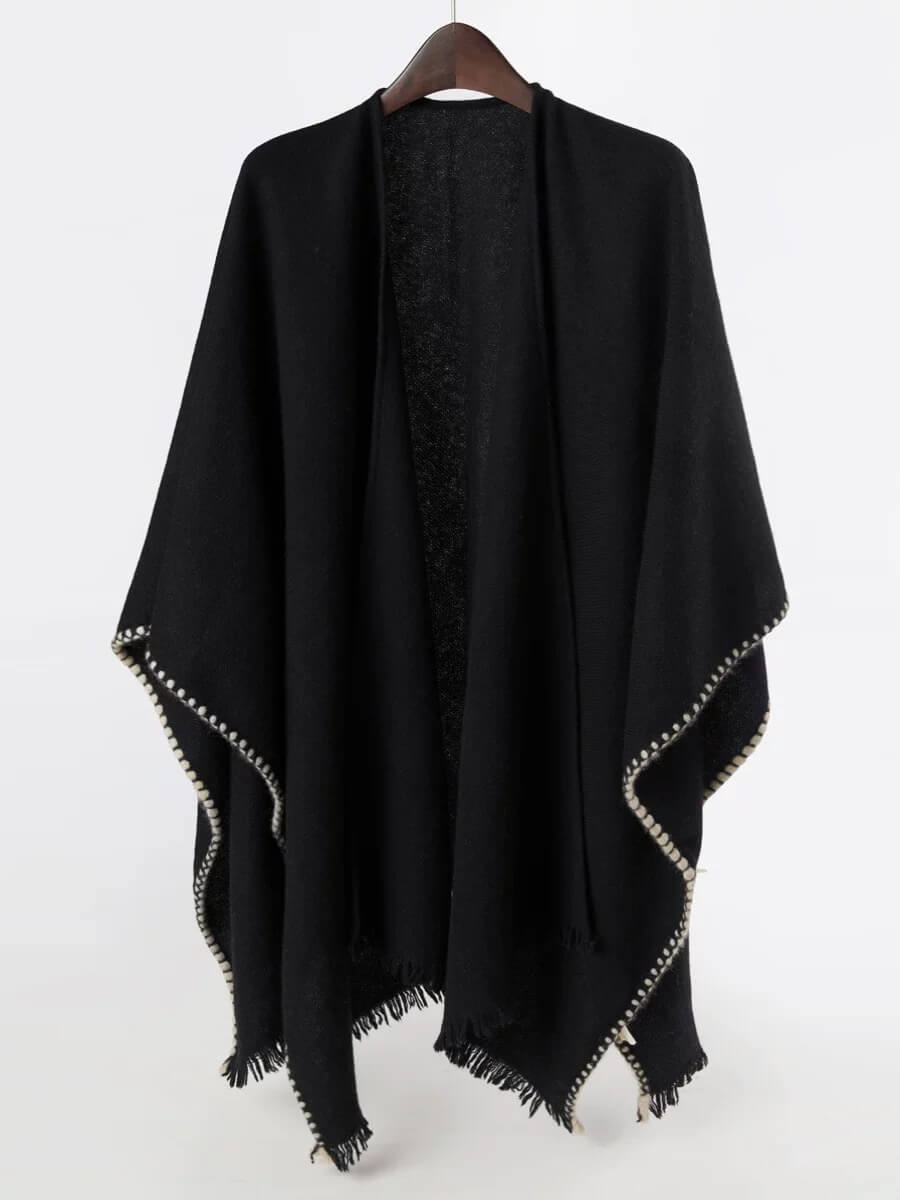 Black cashmere cape for women, soft and elegant old money style