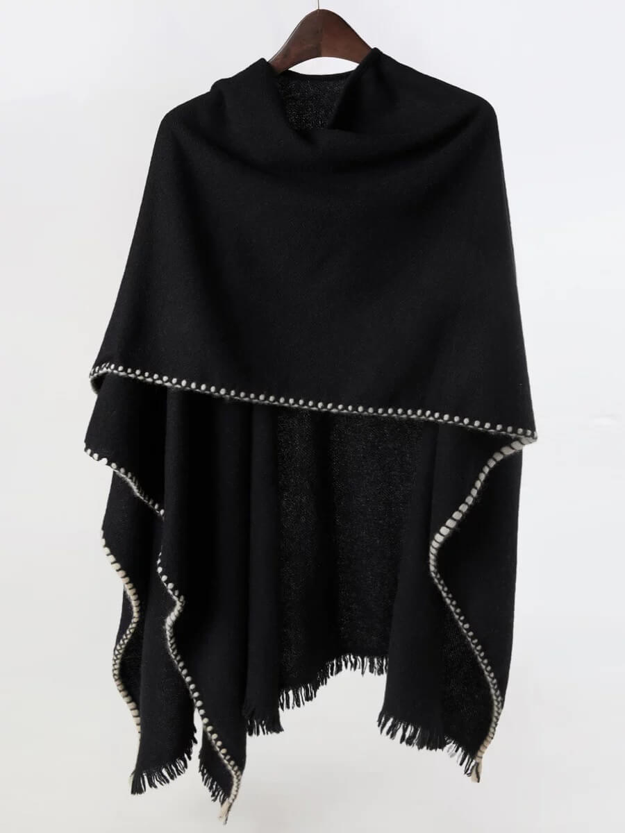 Elegant black cashmere shawl with minimalist design