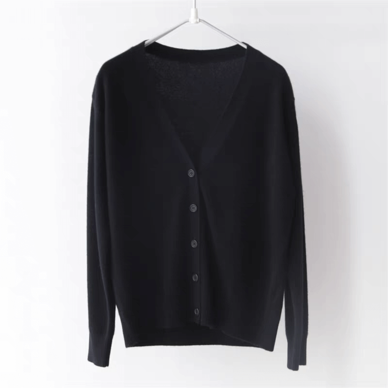 women's cardigan cashmere sweater in black color 