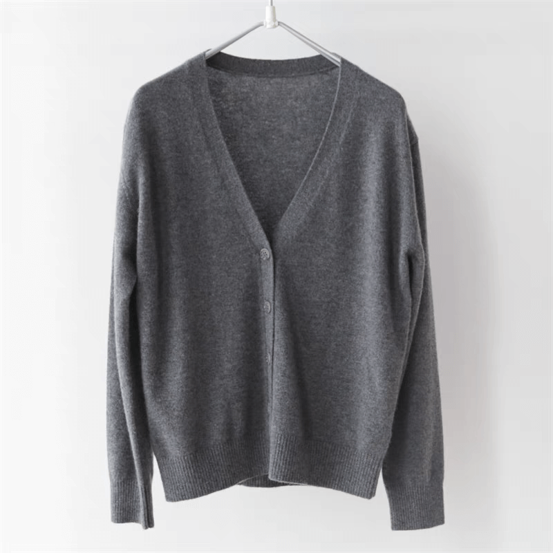 women's cardigan cashmere sweater in grey color