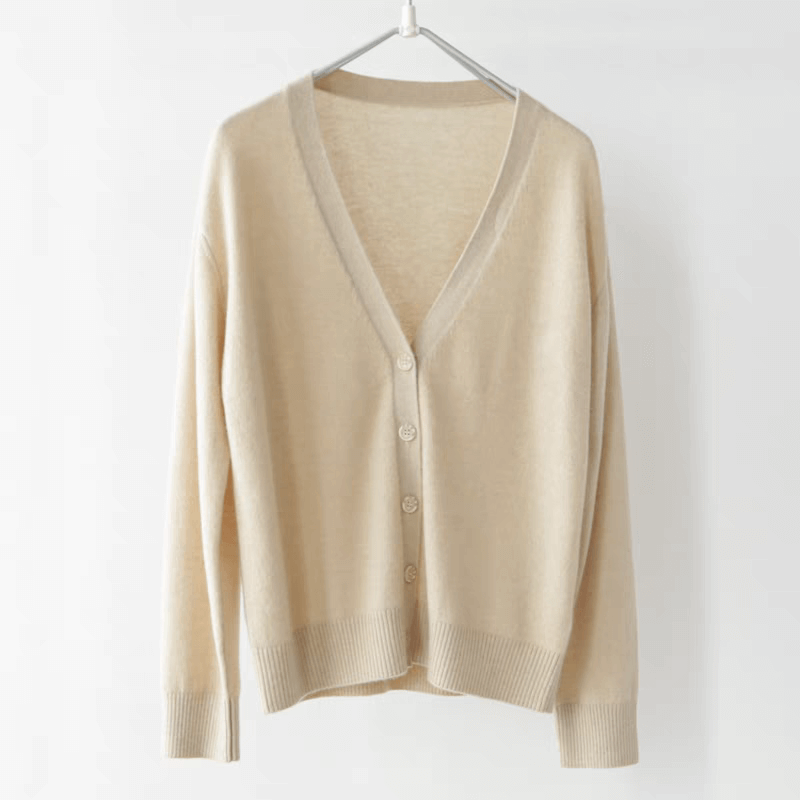 women's cardigan cashmere sweater in beige color