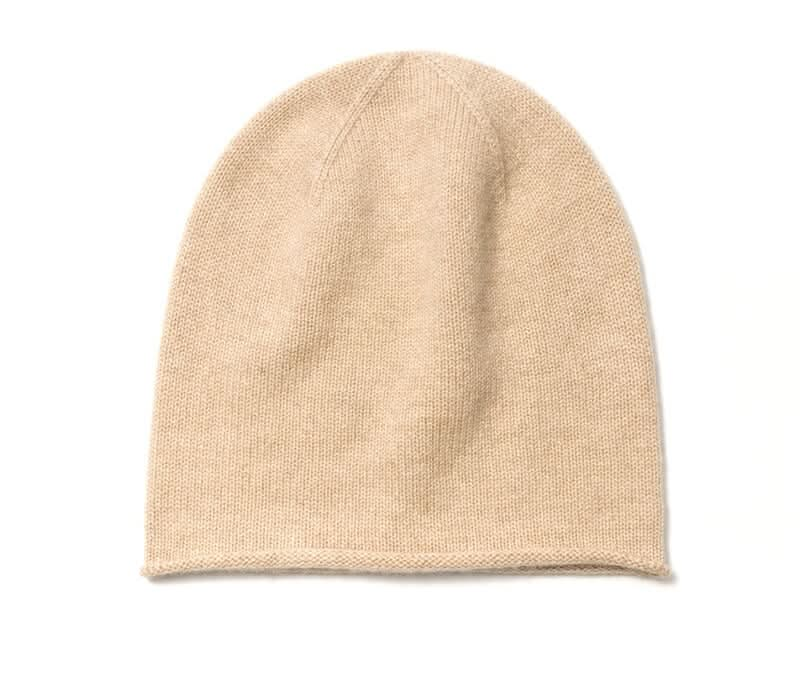 women cashmere cream beige beanie hats