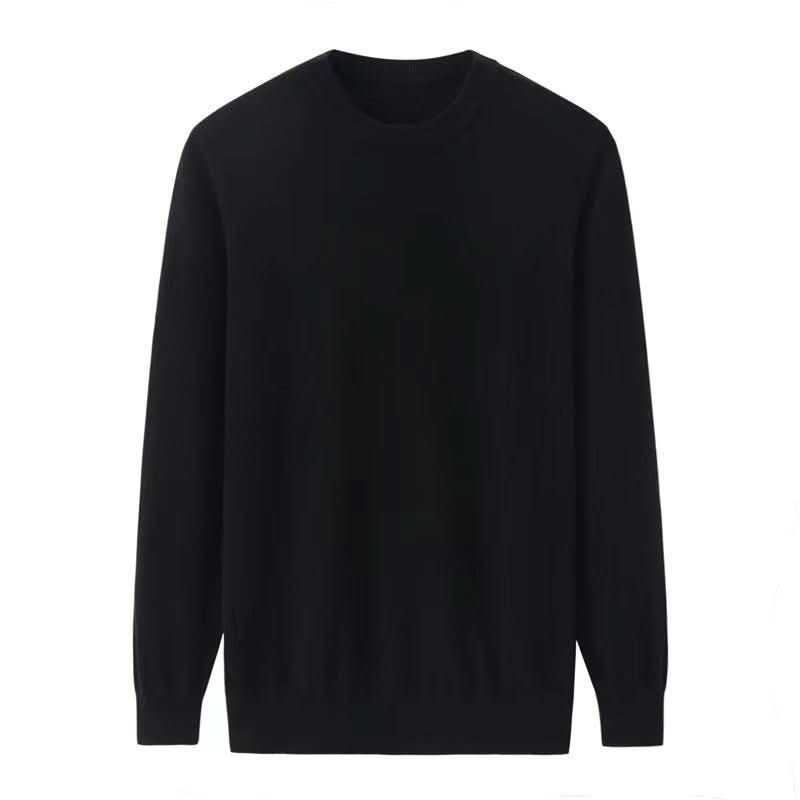 black cashmere crew neck sweater for men