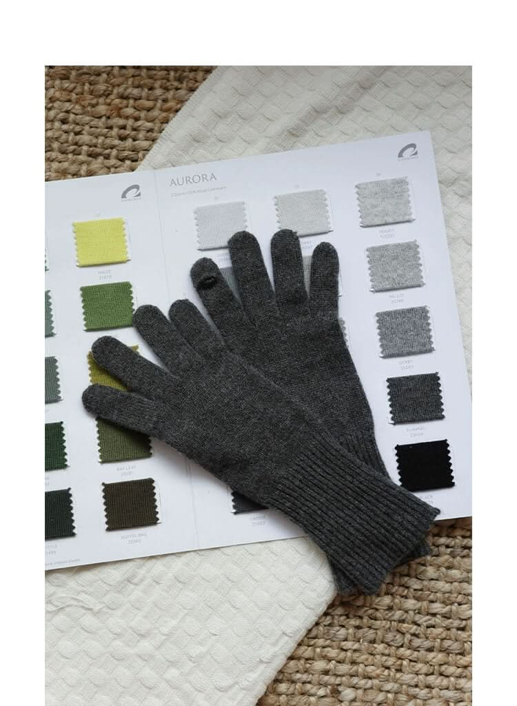 cashmere gloves for women in dark grey