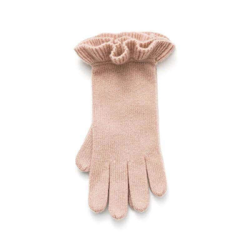 pink color pure cashmere gloves mittens