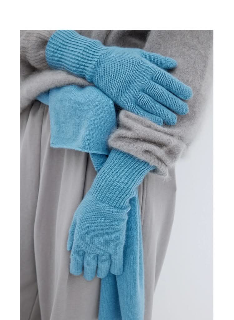 women cashmere gloves for women in blue